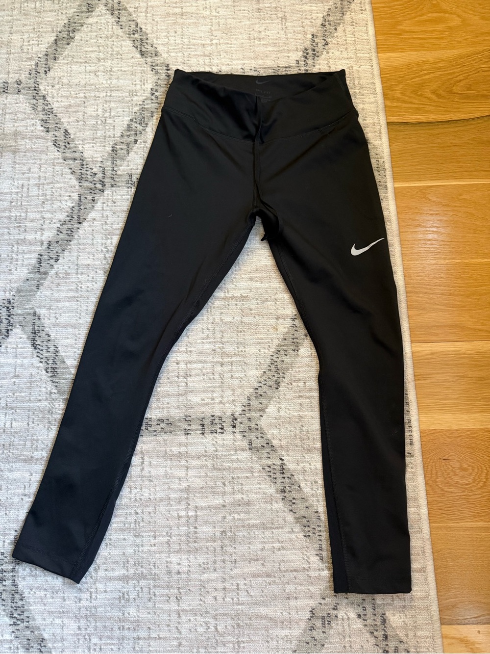 Nike Black Kids Athletic Leggings with White Swoosh